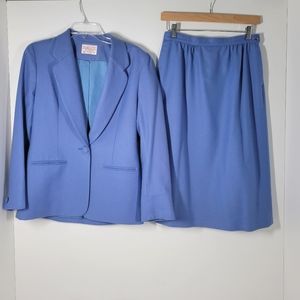 Pendleton Woolen Mills Cornflower Blue 2 Piece Blazer Sz 6 & Skirt Sz 8 Suit Set